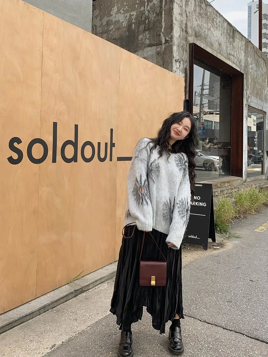 Винтажные осенние свитера с круглым вырезом уютный высококачественный пуловер в