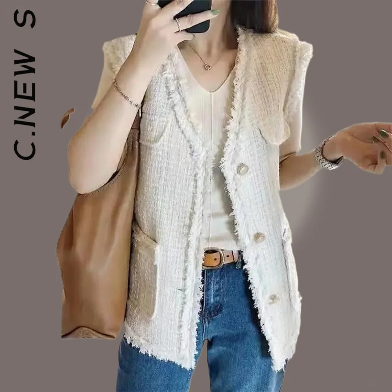 

C.New S Winter Sleeveless Women Vest Coat Casual Waistcoat Basic New Arrival Parkas Snow Jackets Loose Outerwear Female Tops