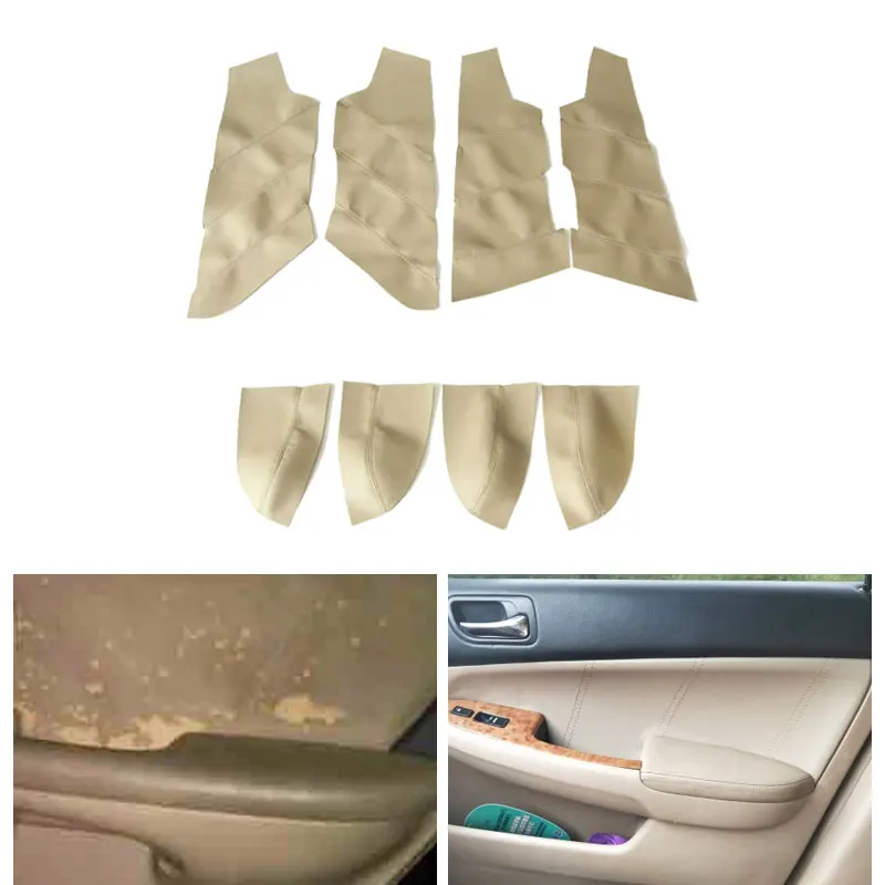 4pcs Car Microfiber Leather Interior Door Armrest Panel Cover Protective Trim For Honda Accord 7th Gen 2003 2004 2005 2006 2007