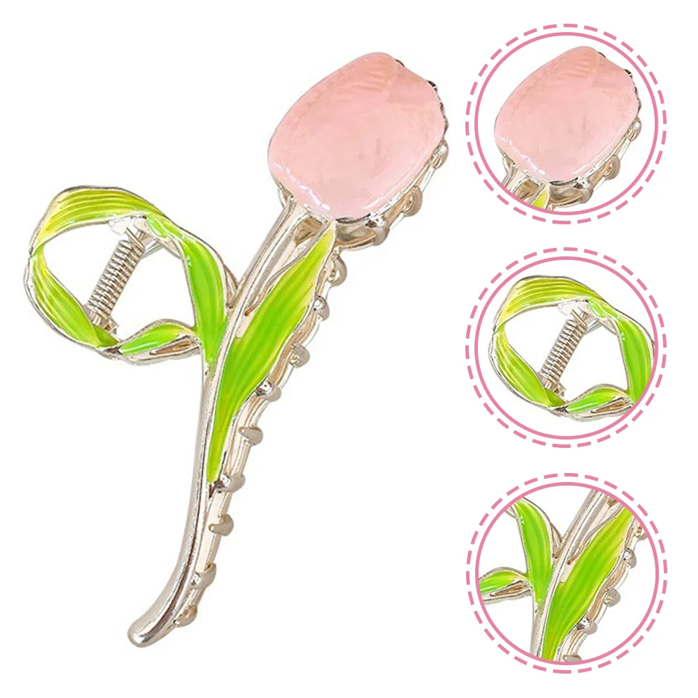 

Tulip Hair Clip Hairpins Women Claw Clips Thin Dense Flower Back Jaw Alloy Miss