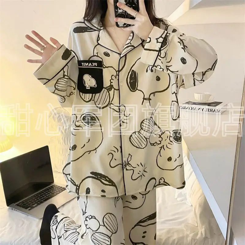 Японская Пижама Snoopy для женщин осень и зима брюки с длинным рукавом милый