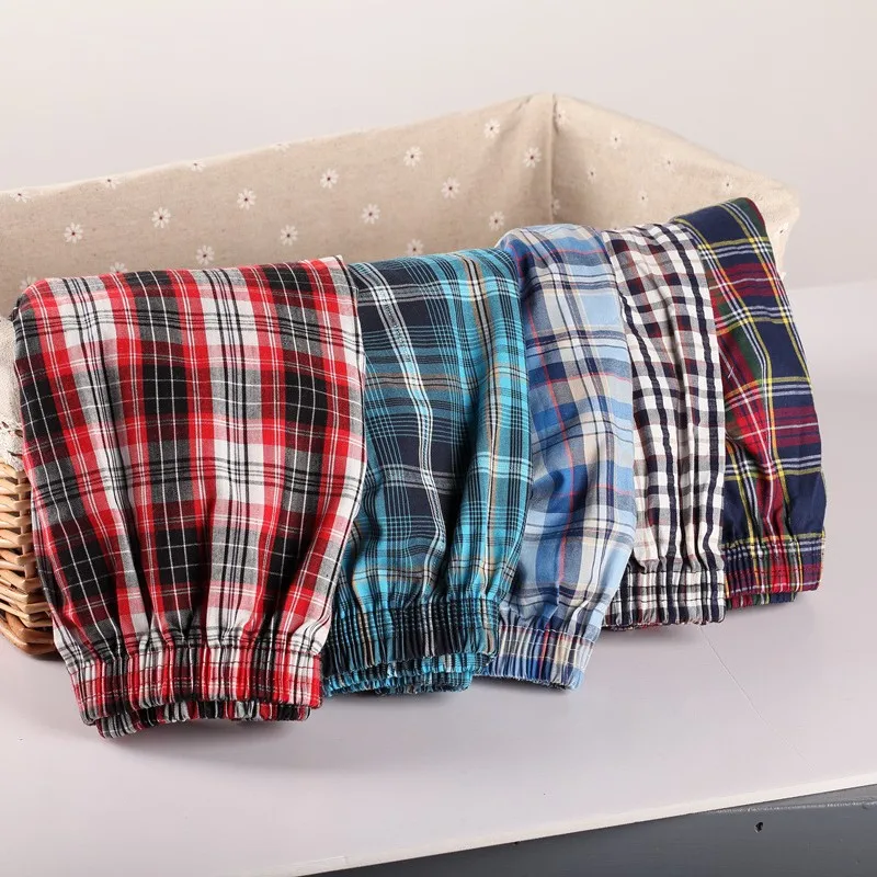 3pcs/lot Mens Underwear Men Boxers Shorts Casual Boxershorts Cotton Sleep Underpants Plaid Loose Arrow Panties Male Sexy Briefs