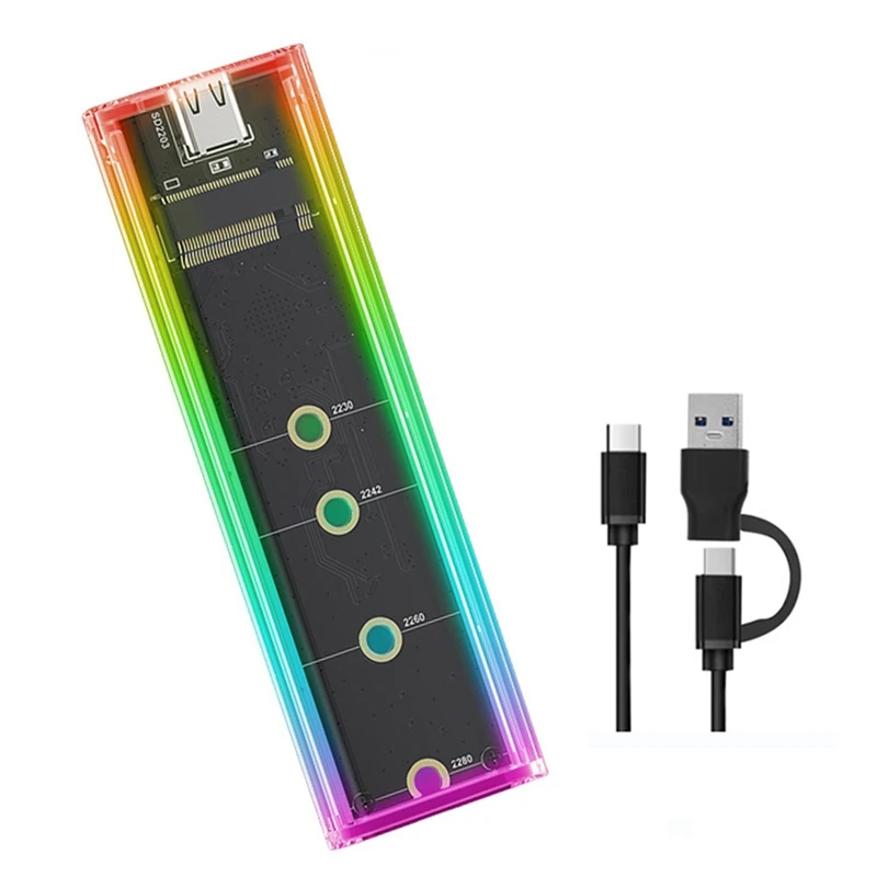 Корпус твердотельного накопителя M.2 NVME NGFF с двумя протоколами RGB Light Nvme M2 SSD