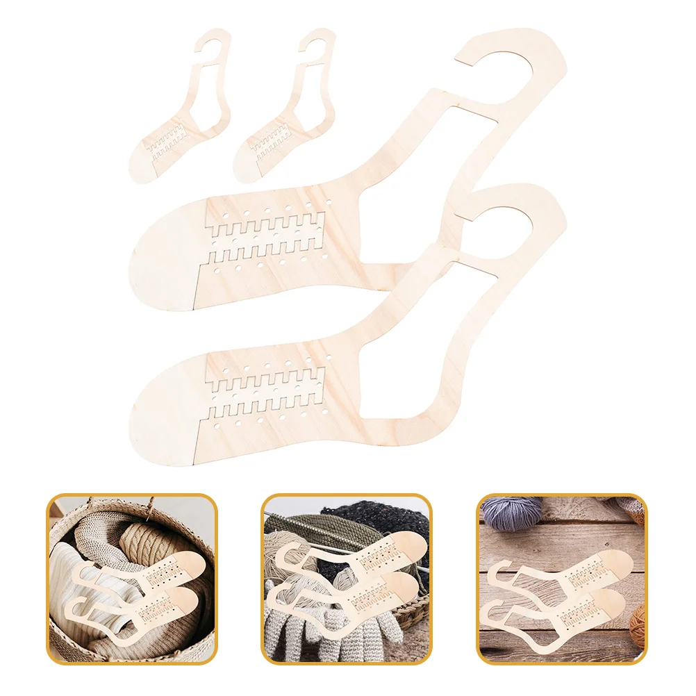 

2 Pair Sock Braid Tool Crochet Socks Form Blockers Knitting Model Wooden Tools Display Organizer Stocking Models