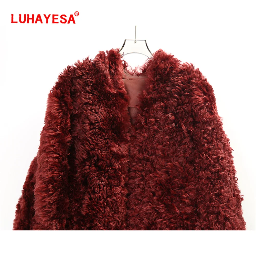 2024 коса из овечьего меха Mosna L дипломesa женская модная удлиненная винно-красная
