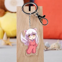 anime inuyasha q version acrylic keychain cartoon printed figures pendant key chain cosplay jewelry friends gift