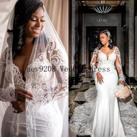 v neck mermaid arabic wedding dresses with detachable train south african lace appliques bridal gowns summer wedding dress
