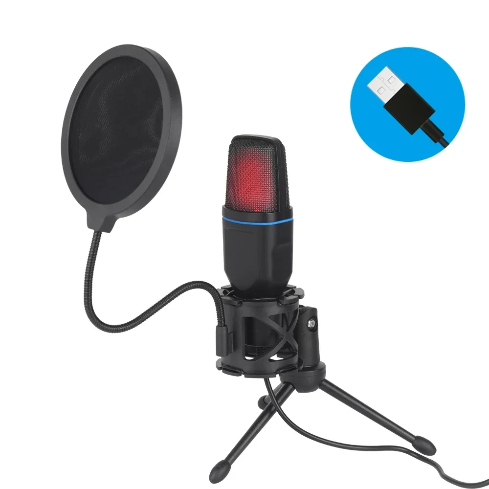 Профессиональный микрофон RGB USB-микрофон конденсатор проводной игровой для