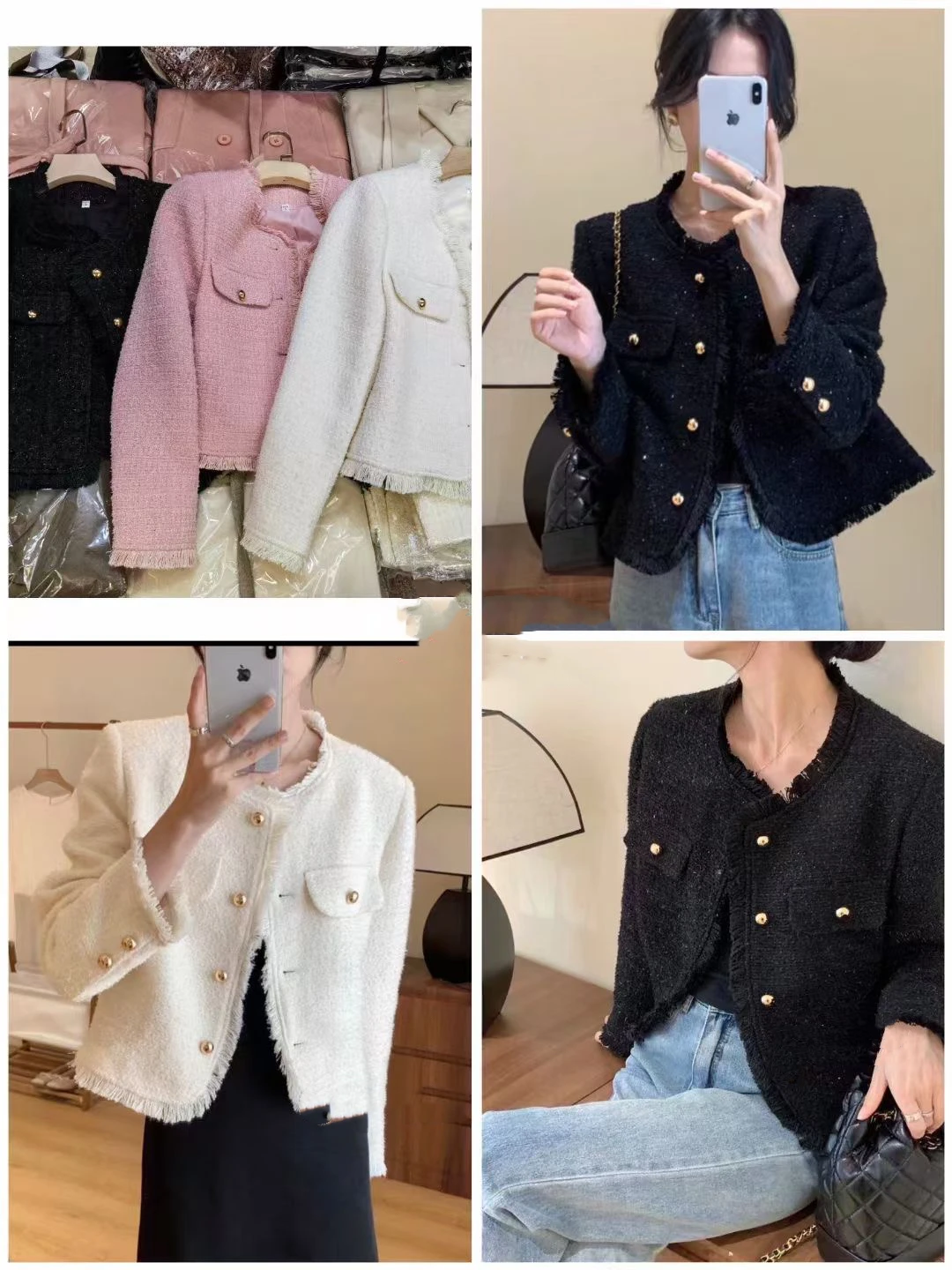 Короткая изящная верхняя одежда Французский стиль Высококачественная тонкая