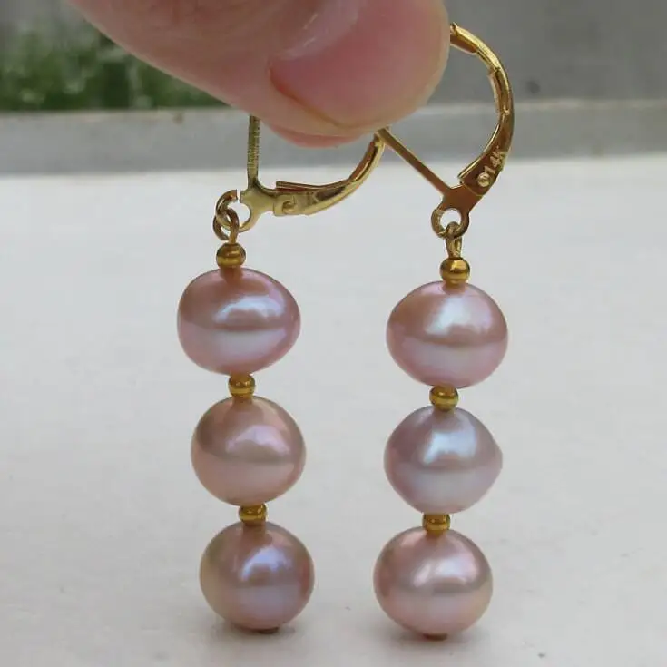 Великолепная пара натуральных невероятных сережек с розовым фиолетовым