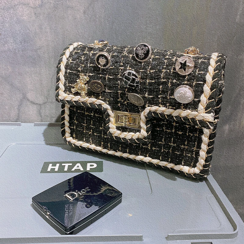 

Light Luxury DIY Bag Homemade Woolen Cloth Woven Crosbody Shoulder Bag Fabric Handsewn Material Bag for Girlfriend Birthday Gift