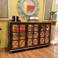 american rural luxurious solid wood living room retro silver mirror porch cabinet side cabinet decoration cabinet