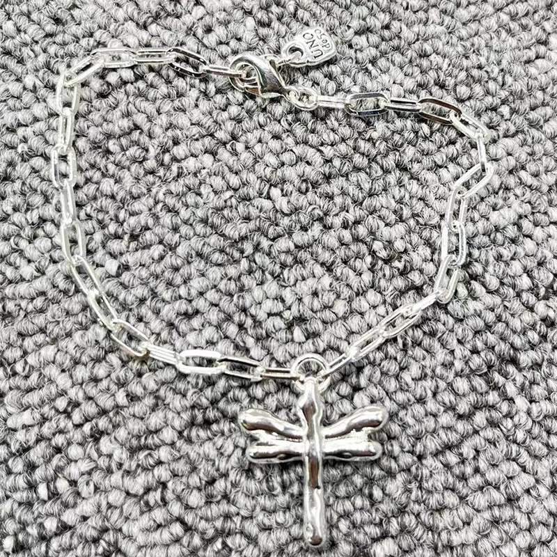 

Популярный Европейский и американский модный гальванический роскошный женский браслет из серебра 925 пробы со стрекозой трендовая романтическая бижутерия подарок