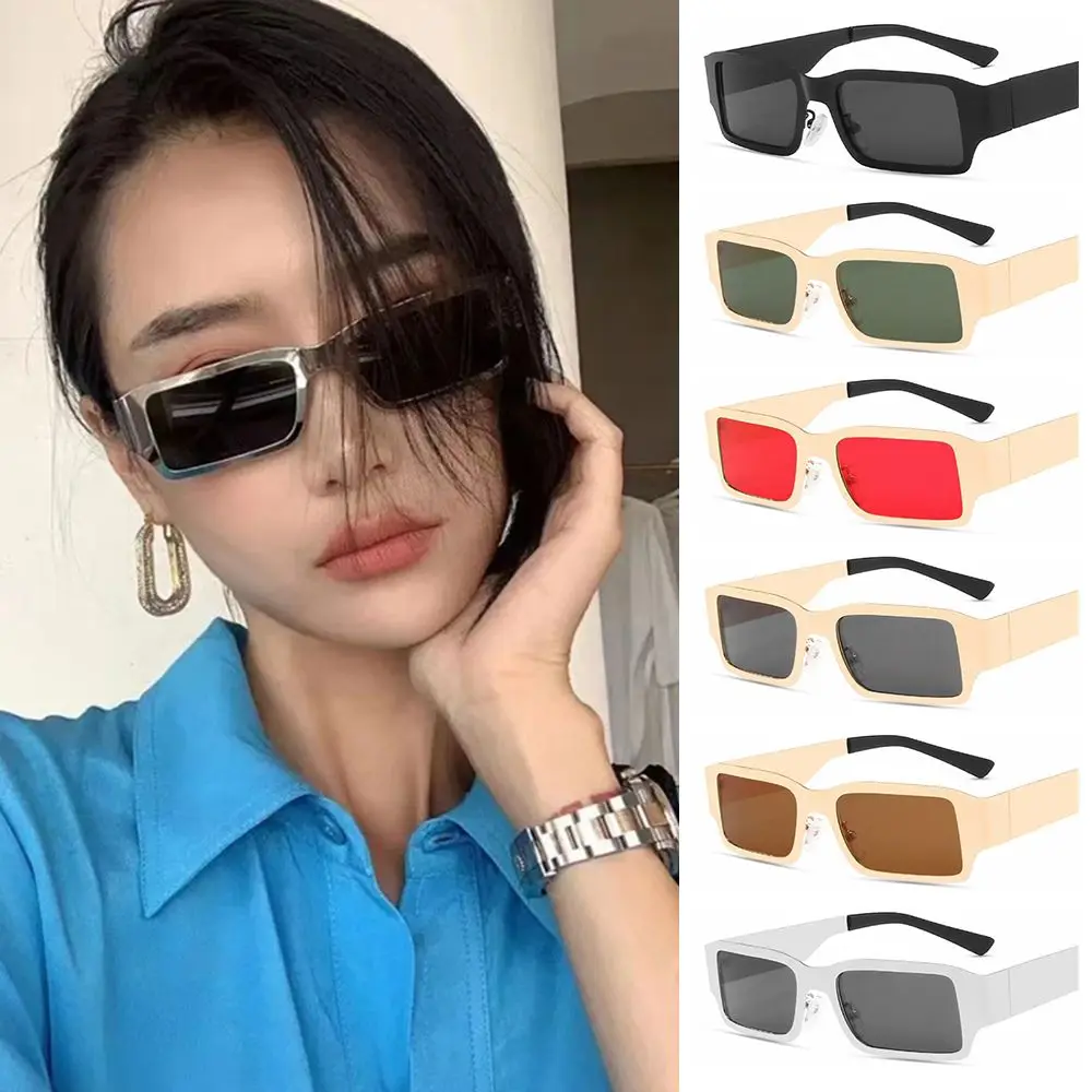 

Women Gothic Aesthetic UV400 Eyewear Sun Glasses Metal Frame Fashion Sunglasses Rectangle Sunglasses