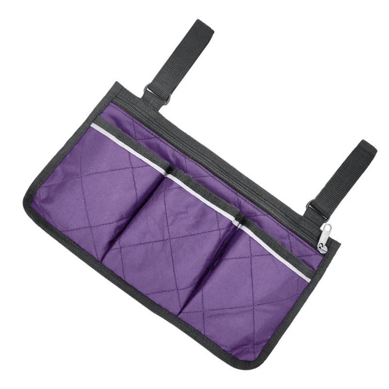 

Wheelchair Armrest Side Pouch Hanging Portable Storage Organizer Electric Scooter Chair Armrest Rollator Walker Side Bag