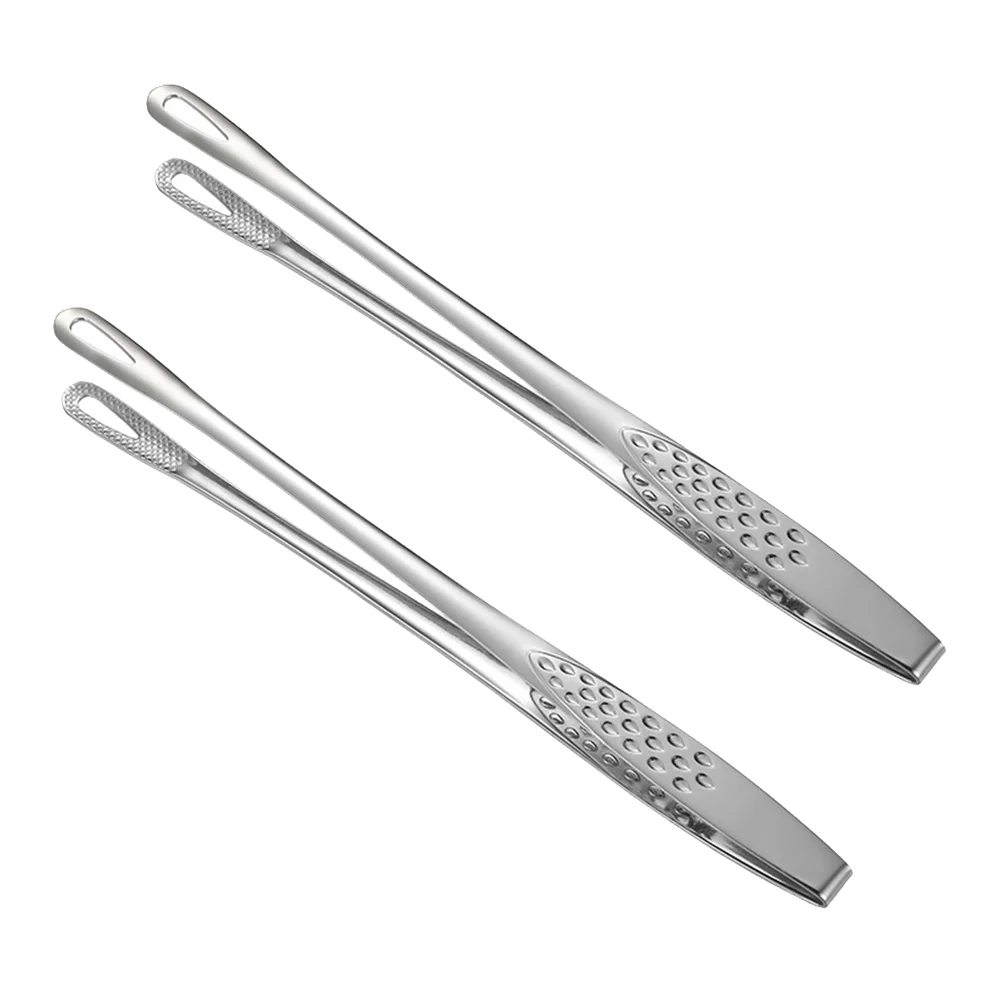 

2 Grill Fried Tong Tongs Stainless Steel Tongs Meat Tongs Metal Coffee Clip Kitchen Tongs for Cooking