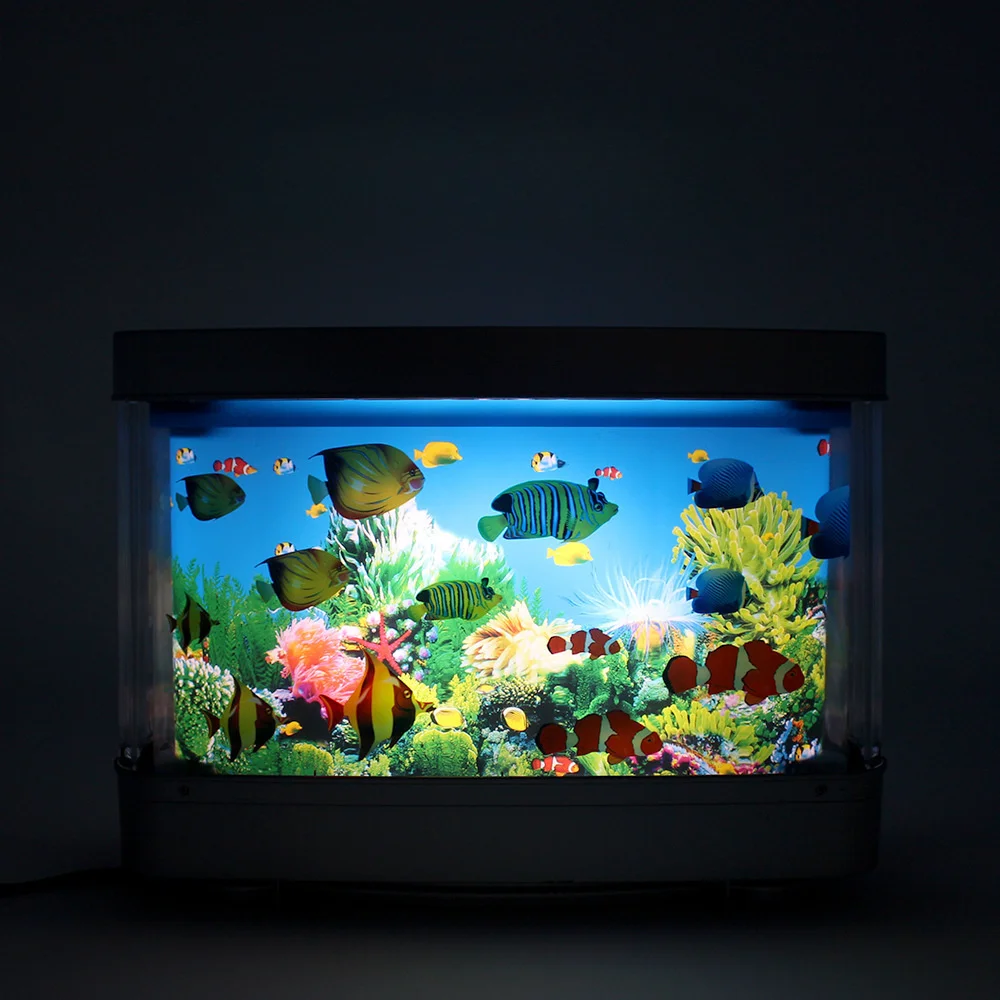 

Dynamic Virtual Ocean LED Fish Tank Night Light Cute Dolphin Artificial Tropical Landscape Aquarium Mood Lamp Room Decoration