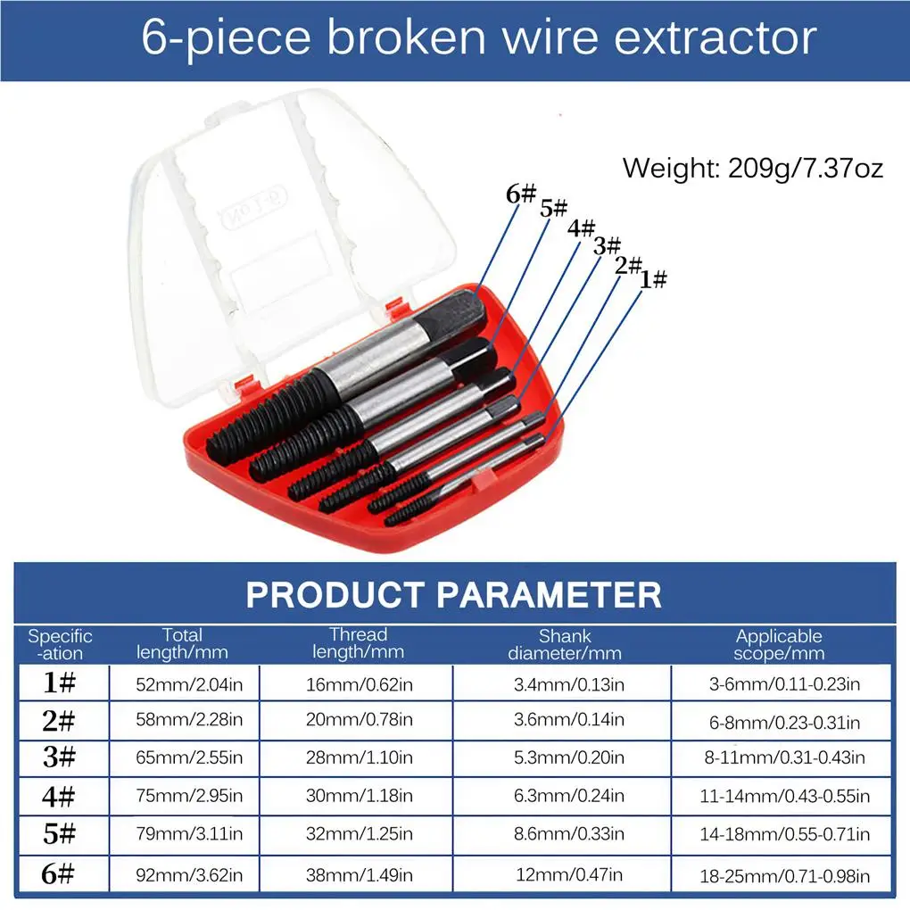 

6pcs Screw Extractors Fastening Fitting Screws Remover