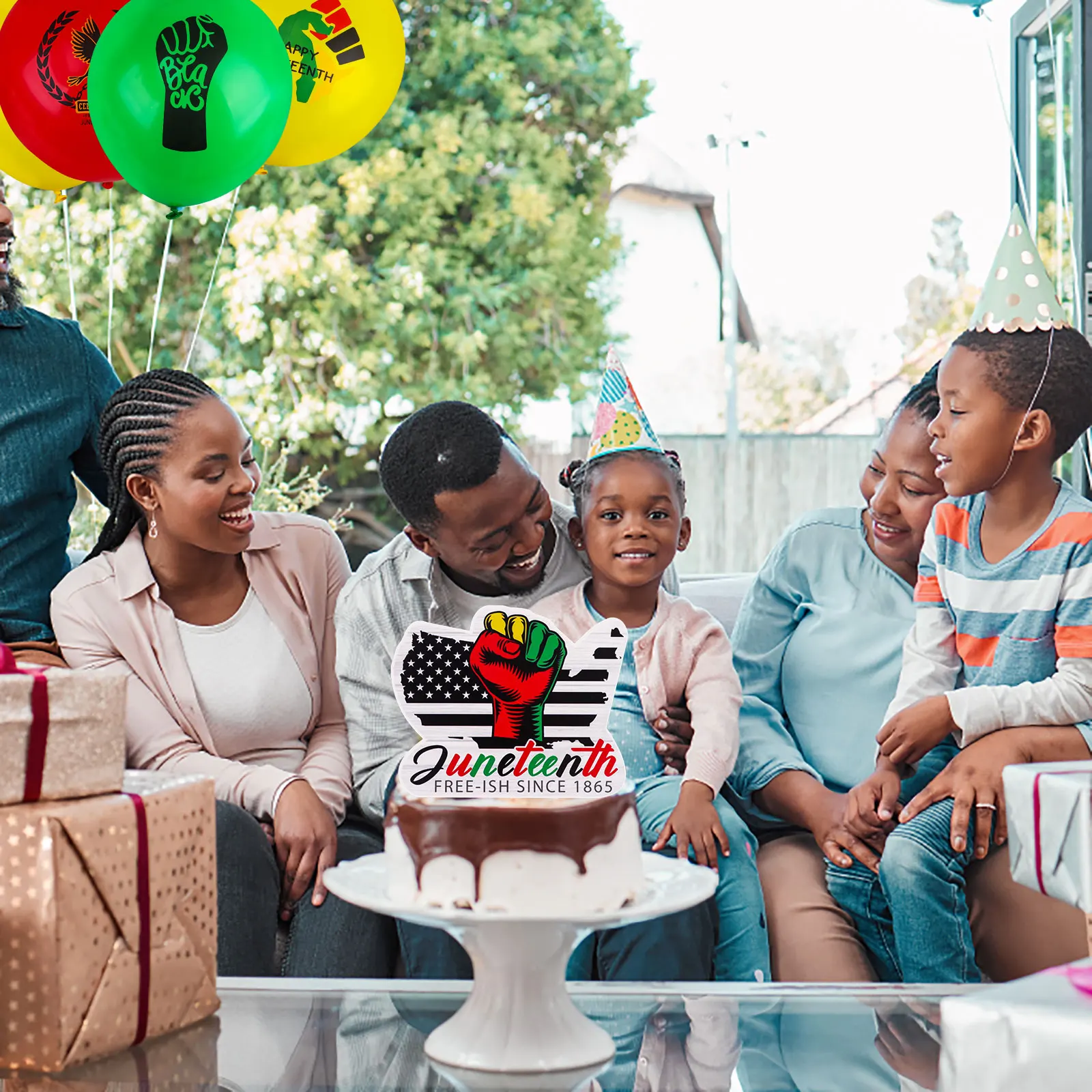 

36 Pcs Decoration Happy Hanging Pcs Latex Balloons and Africa American Cake