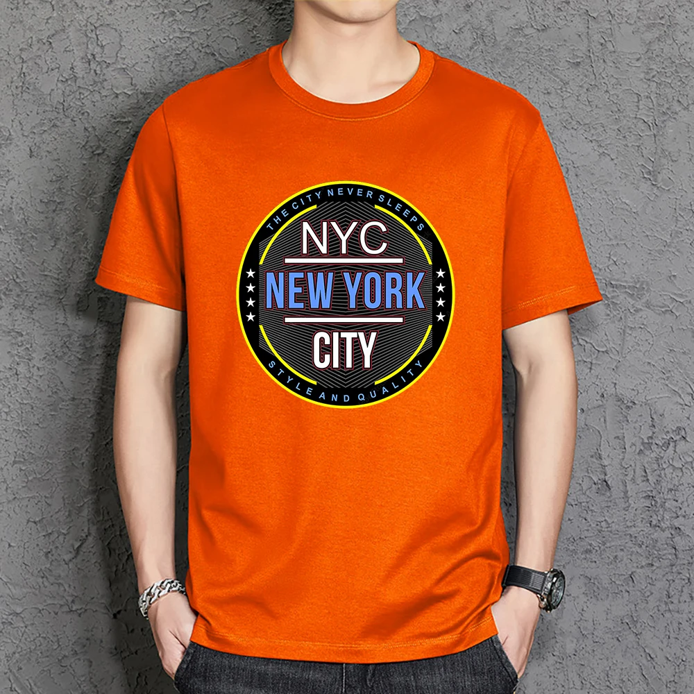 

Футболка мужская хлопковая, мягкая Свободная рубашка в винтажном стиле, с надписью New York'S Style And Quality Is The City Never Sleep, милая повседневная одежда