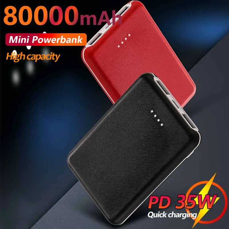 

80000mAh Mini Power Bank Portable Large Capacity Phone Charger 2USB Fast Charging External Battery for Xiaomi IPhone Samsung