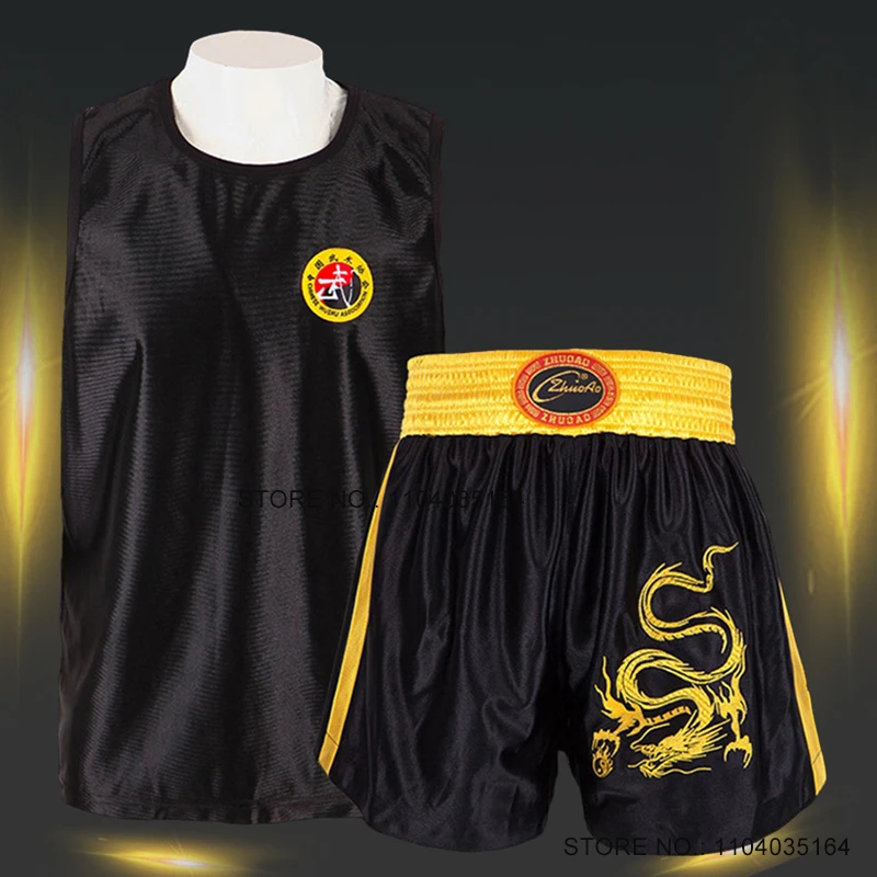 Муай Тай шорты рубашка для мужчин женщин детей Дракон боксерские майка Санда
