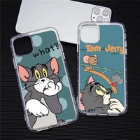 cartoon tom and jerry phone case transparent for iphone 13 12 11 pro max mini xs max 8 7 plus x se 2020 xr cover