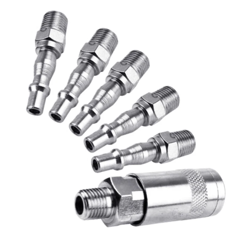 

6Pcs Quick Coupler Air Hose Line End Connector Set for Compressor 1/4inch BSP Male Air Line Hose Compressor Replacement