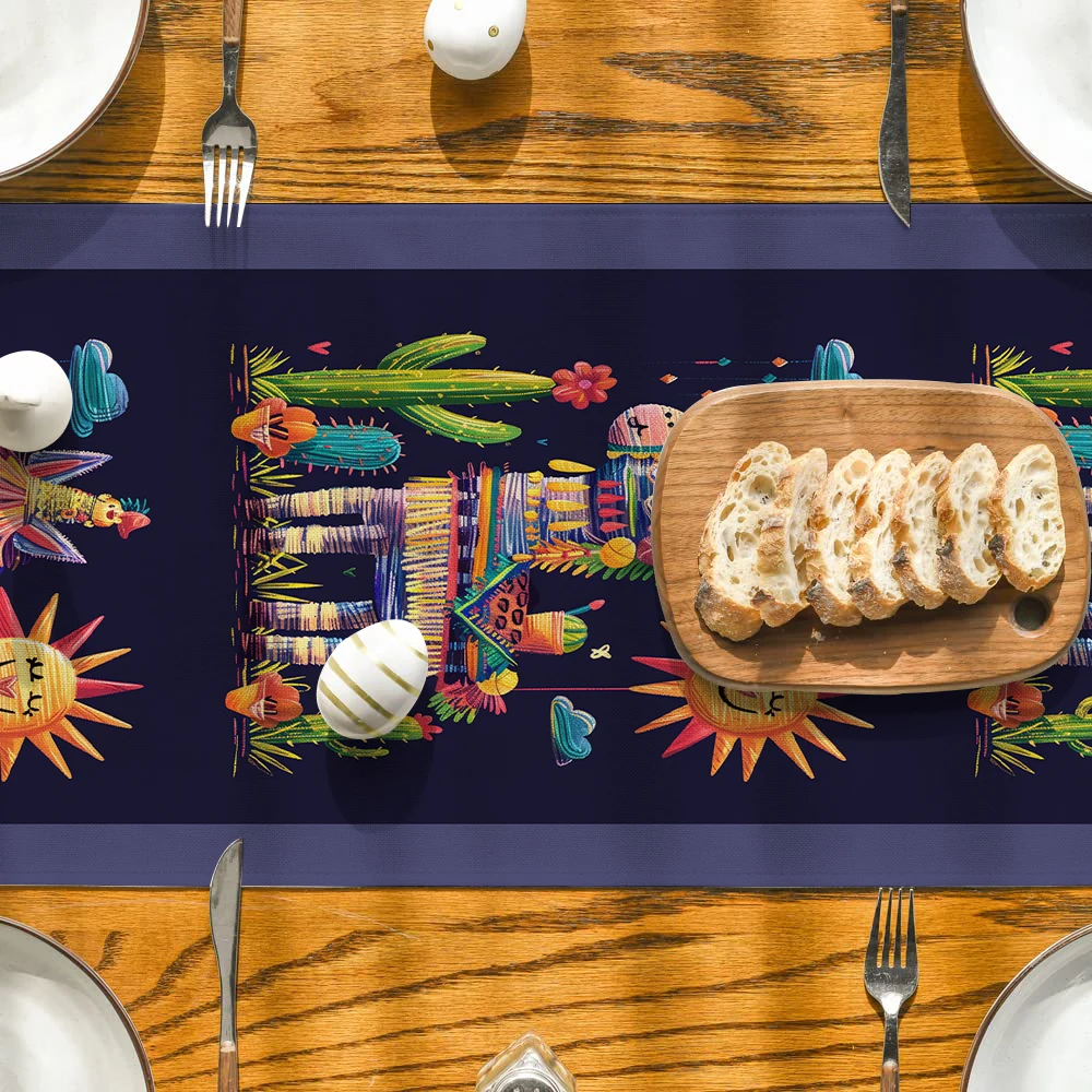 Кактус Пиньята Мексика Травень 5-День Мертвых Настольная дорожка Полиэстеровые