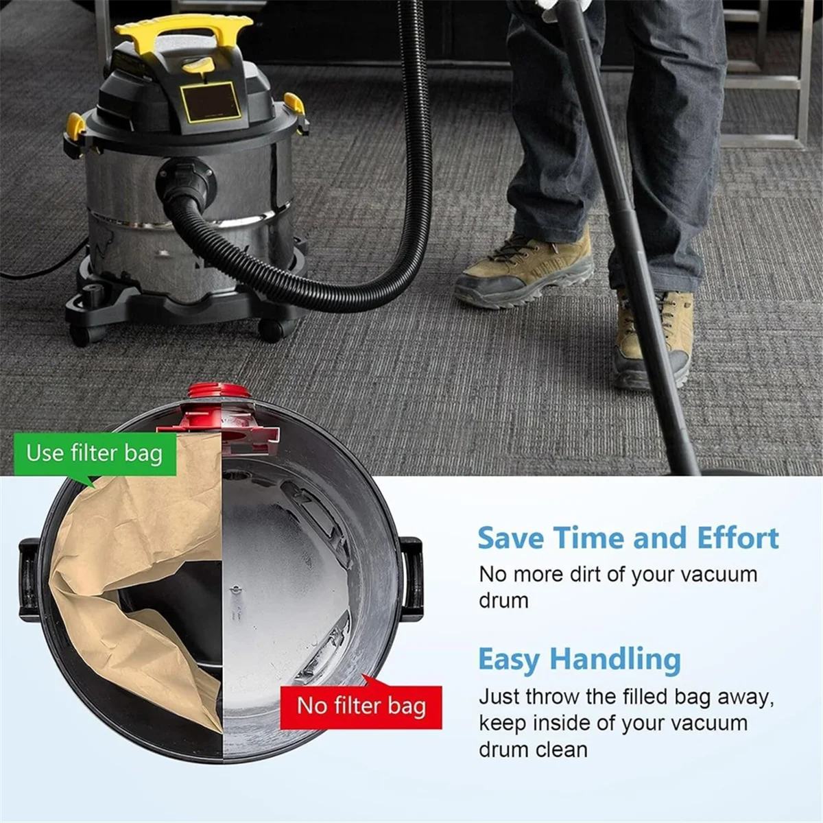 19-3100 мешков подходят для пылесоса Stanley Shop Vac 5-6 галлонов/Gal влажной и сухой уборки