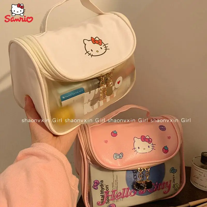 

Аниме мультфильм Sanrios аксессуары Hello Kittys Kawaii косметичка Милая портативная Вместительная дорожная сумка для хранения в туалете подарок