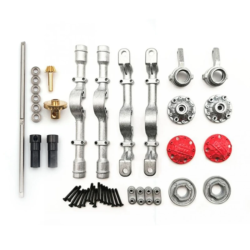 

2 Set RC Car Part For WPL: 1 Set Drive Shaft Gear Bridge & 1 Set Front And Rear Metal Shaft Shell Silver