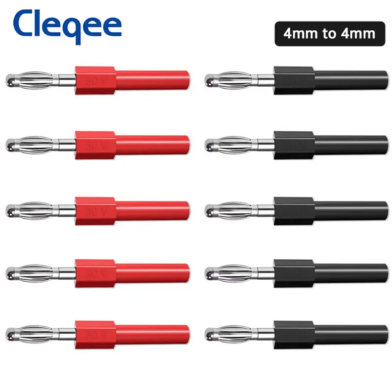 Cleqee P7022 10 шт. 4 мм штекер на 4 мм гнездо Банановый штекер никелированные медные разъемы удлинитель DIY преобразователь 30 в 10 А