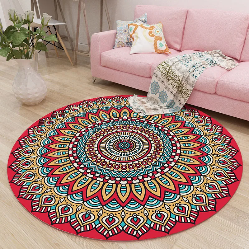 

Mandala Retro Round Carpet Bohemian Style Living Room Bedroom Home Ethnic Style Rug Living Room Area Rug Large Carpet