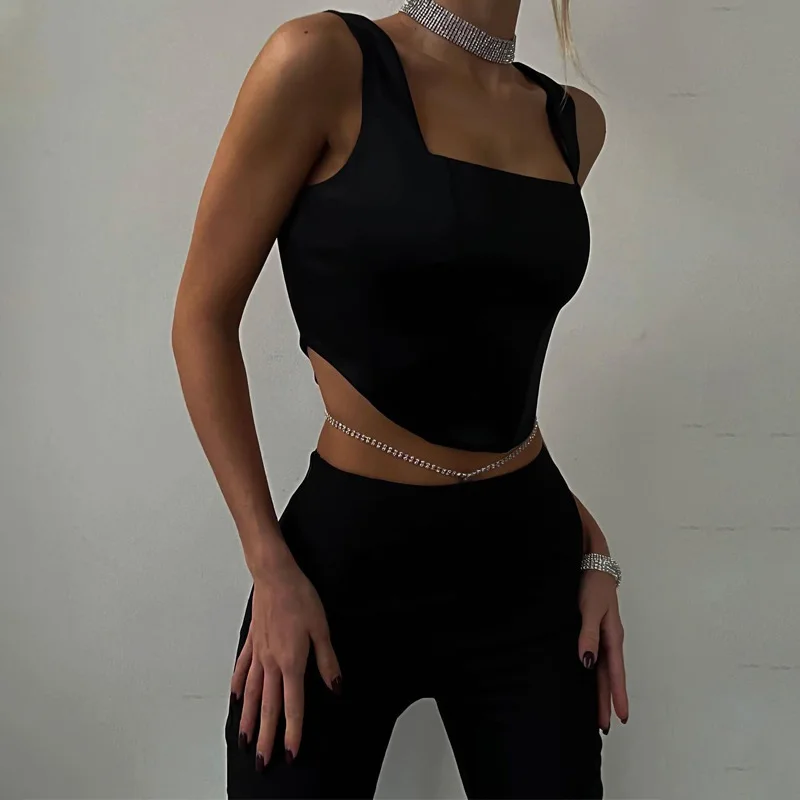 Уличная одежда наряды для женщин корсет топ без рукавов и майка кроп-топ Y2K