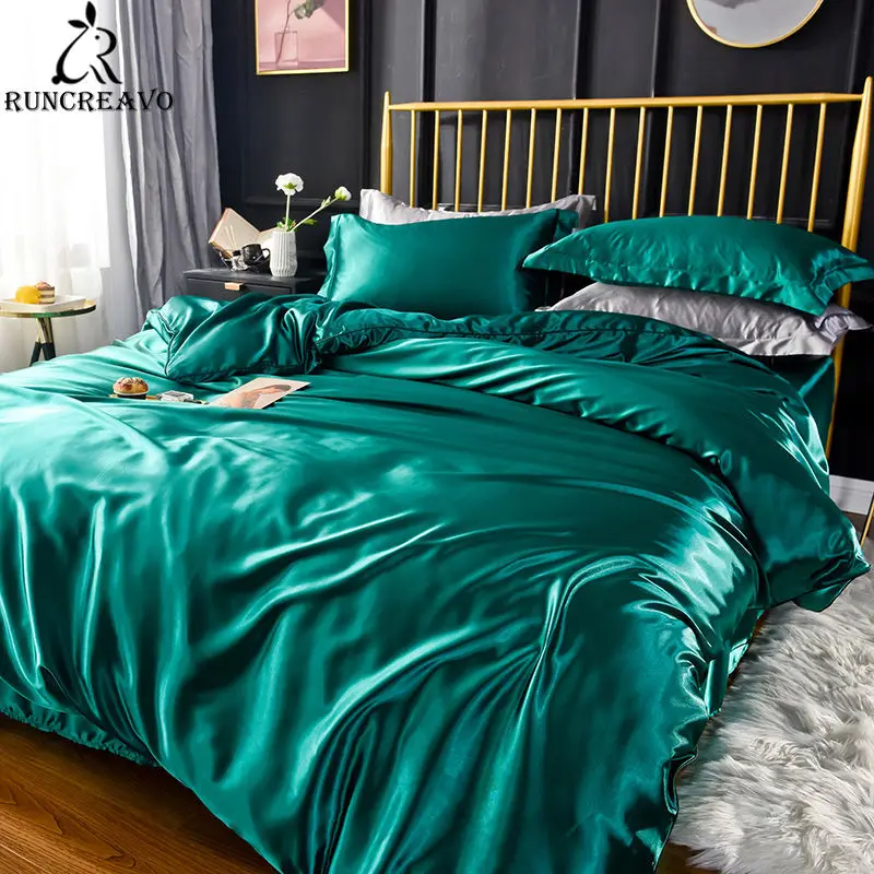 

4pcs Soft Smooth Satin Silk Bedding Set Luxury Queen King Size Bedding Set Solid Color Bed Sheet Quilt Duvet Cover Pillowcase