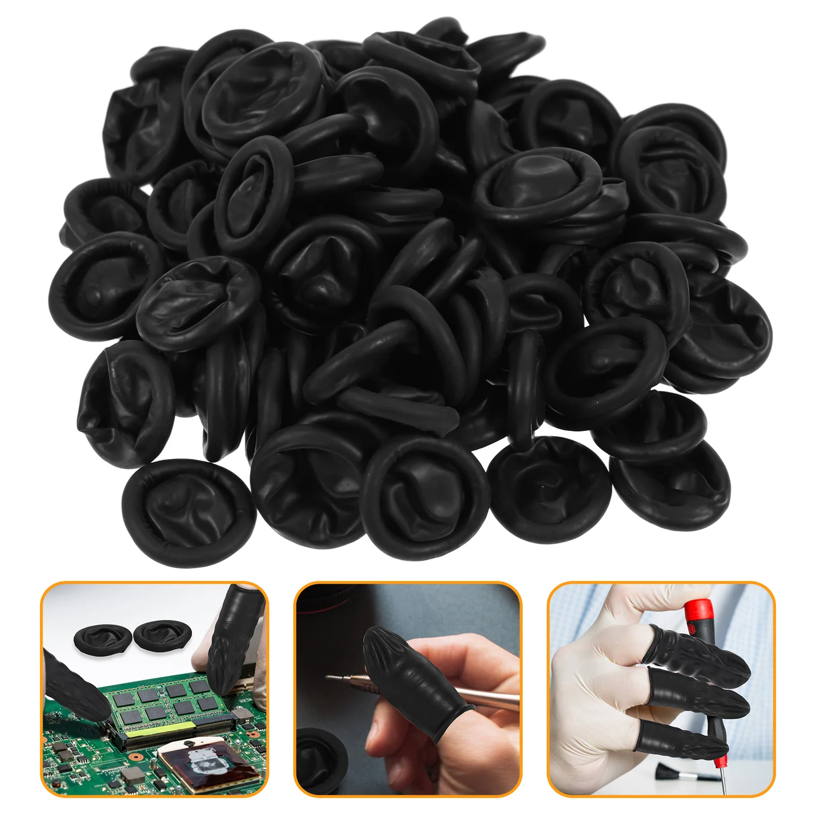 

Silicone Finger Gloves Rubber Dust-Free Stall Black Disposable Daily Use Condom