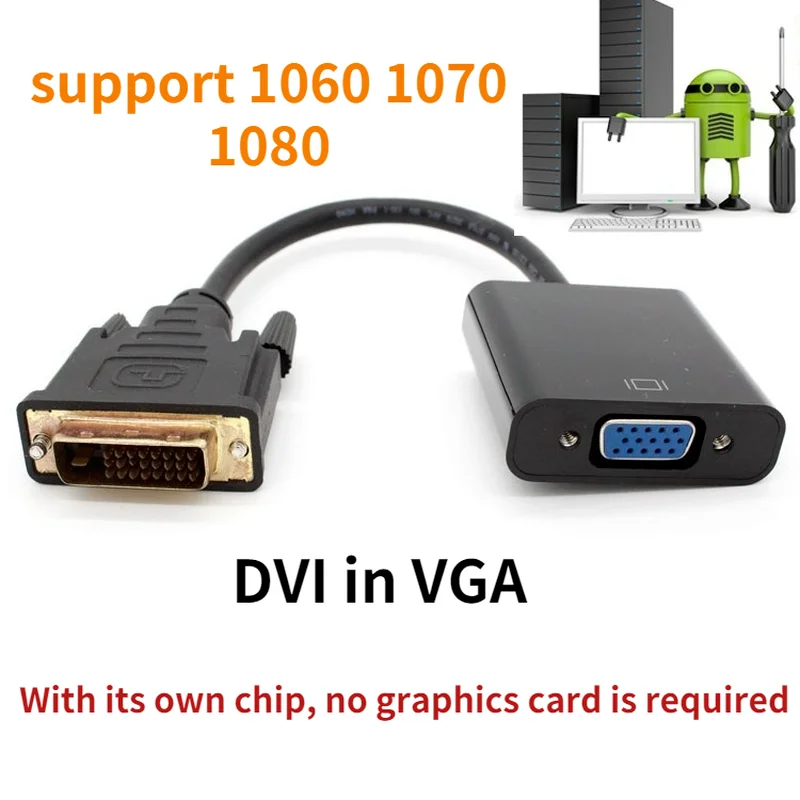 Full HD 1080P DVI-D DVI To VGA Adapter Video Cable Converter 24+1 25Pin to 15Pin for PC Computer Monitor