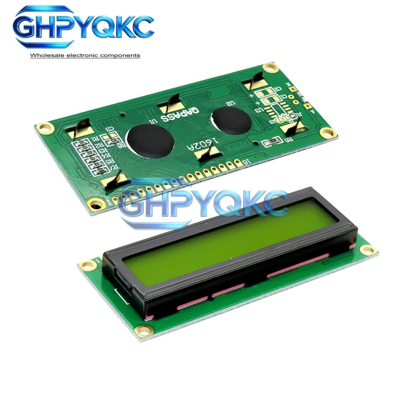 Фото LCD-модуль 1602 с синим/желто-зеленым экраном, 16x2 символьный LCD-дисплей, интерфейс PCF8574T PCF8574 IIC I2C, 5В, для Arduino №4