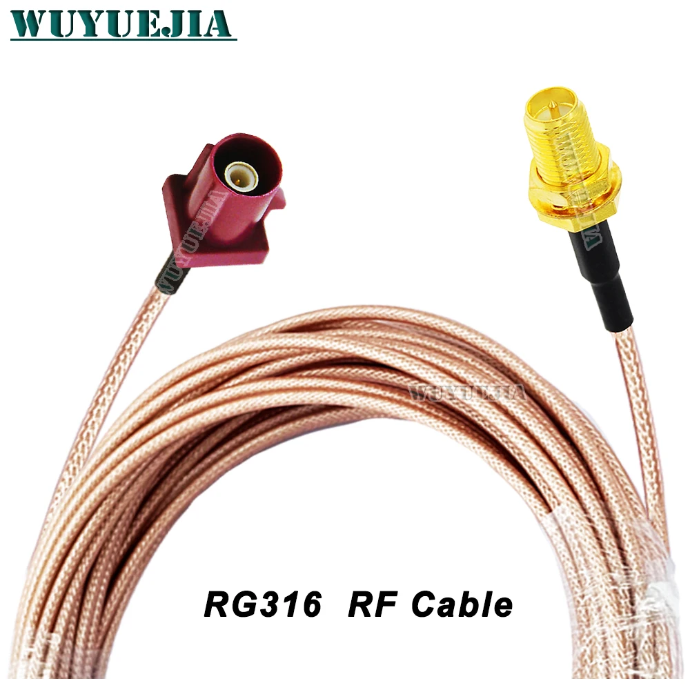 Фото Разъем SMA Female 90° °    Кабель-удлинитель RPSMA Jack Straight - Fakra D Male Plug, 50 Ом, RG316, для GSM-антенн, коаксиальный, радиочастотный, пигтейл №5