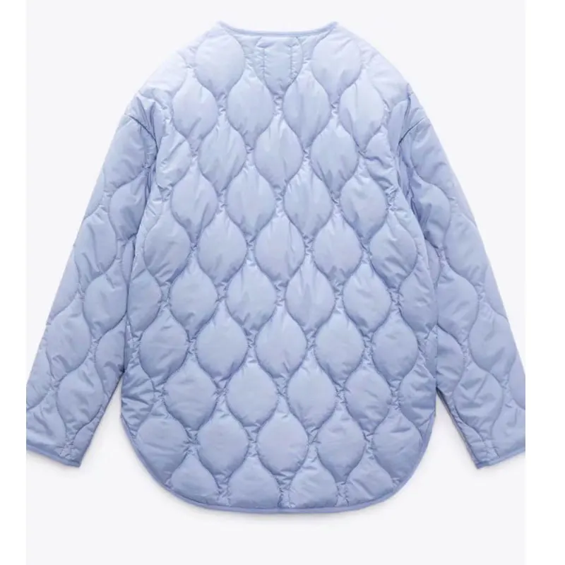 Осень и зима 2024 новинка 2024. 7522054 Женская одежда Синяя свободная стеганая куртка