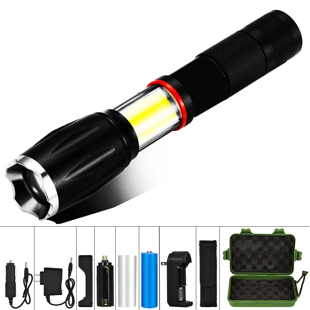 

ZK20 Dropshipping LED 8000 Lumens Handheld Tactical Flashlight 18650 COB Lantern Magnetic 6 Mode Water Resistant Emergency Torch