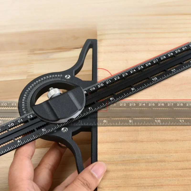 Угловая линейка с нониусом высокоточная регулируемая на 360 градусов измерения