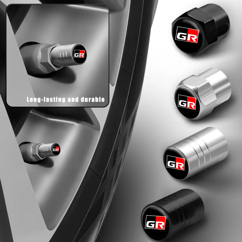 4PCS Car Stickers Universal Wheel Tire Stem Air Valve Caps Accessories Case For Toyota GR Gazoo Racing Sport Motor Styling - купить по