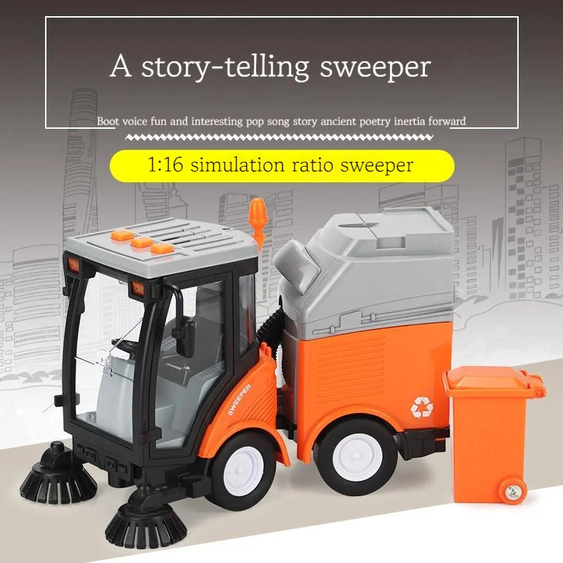 

1:16 Children Simulate Sanitation Sweeper Garbage Truck Handling Street Car Model Light Music Birthday Toy Car Gift