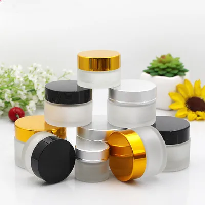 

10pcs 5g 10g 20g 30g 50g Frosted Glass Refillable Ointment Bottles Empty Cosmetic Jar Gel Pot Eye Shadow Face Cream Container