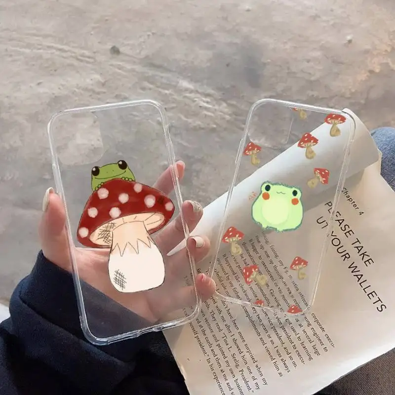 

frog cute cartoon animal Phone Case Transparent soft For iphone 12 11 13 7 8 6 s plus x xs xr pro max mini