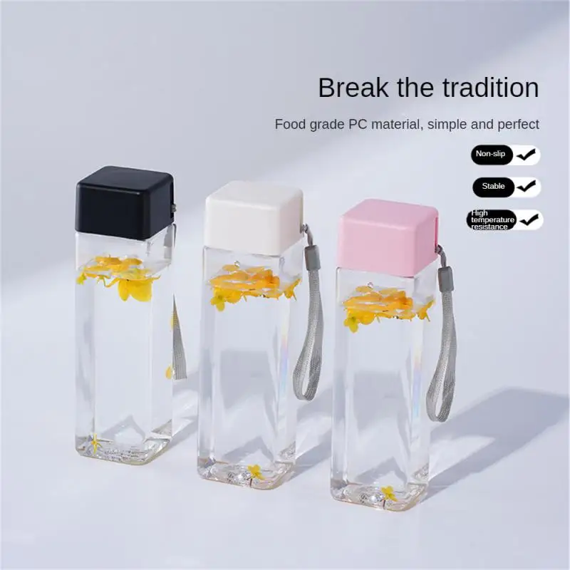 

Simple Water Cup Pc Simple Easy To Clean Portable High Temperature Resistance Unique Square A Lovely Gift For Students Drinkware