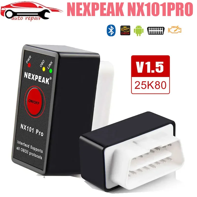 Сканер диагностический NEXPEAK NX101PRO Elm327, компактный автомобильный диагностический инструмент с поддержкой Bluetooth, V1.5