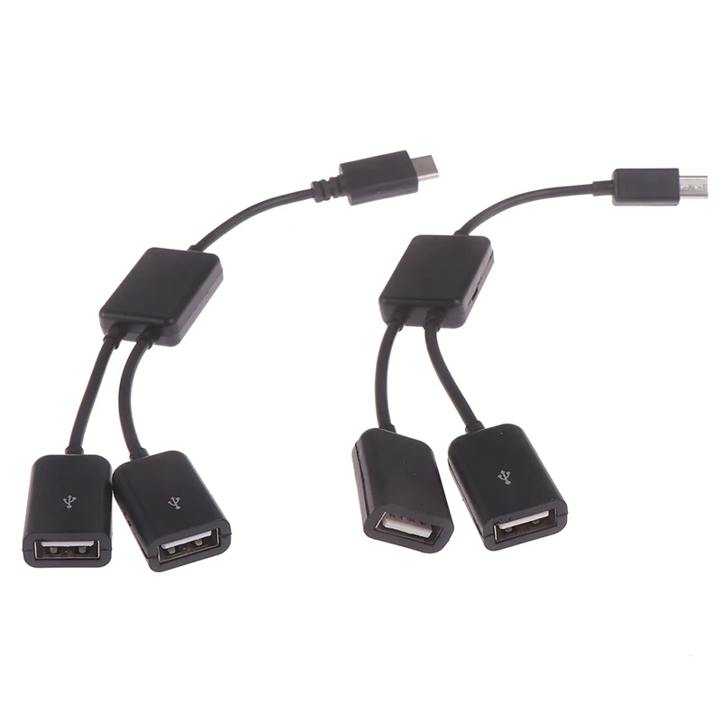 

Кабель-концентратор Micro USB / Type C на 2 OTG с двумя портами, Y-образный разветвитель, адаптер Micro-USB Type-C, конвертер для планшетов, Android, мыши, клавиату...